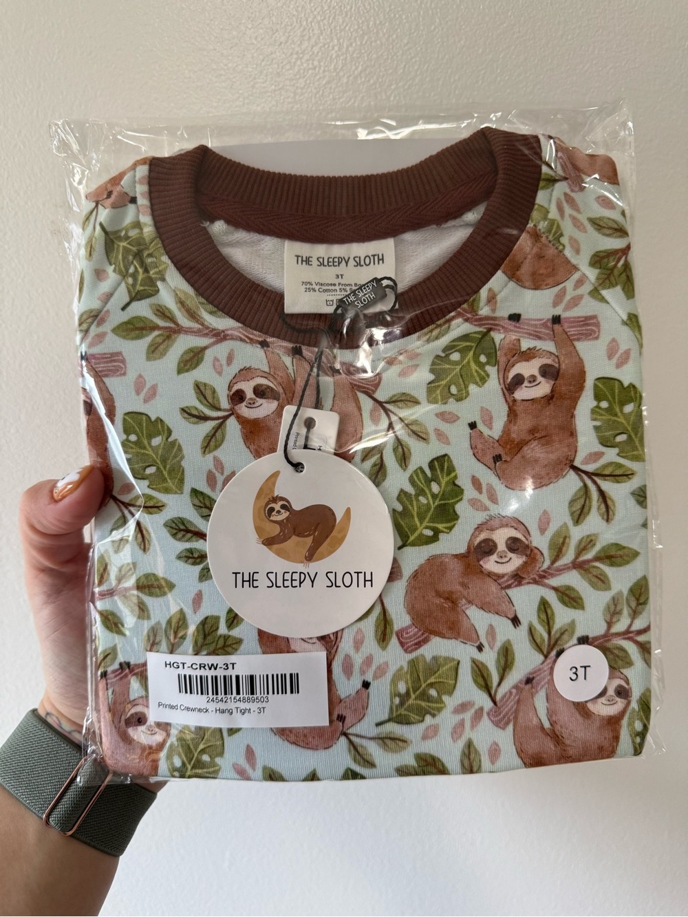 The Sleepy Sloth Toddler Sloth-Print Sweatshirt - Brown & Green